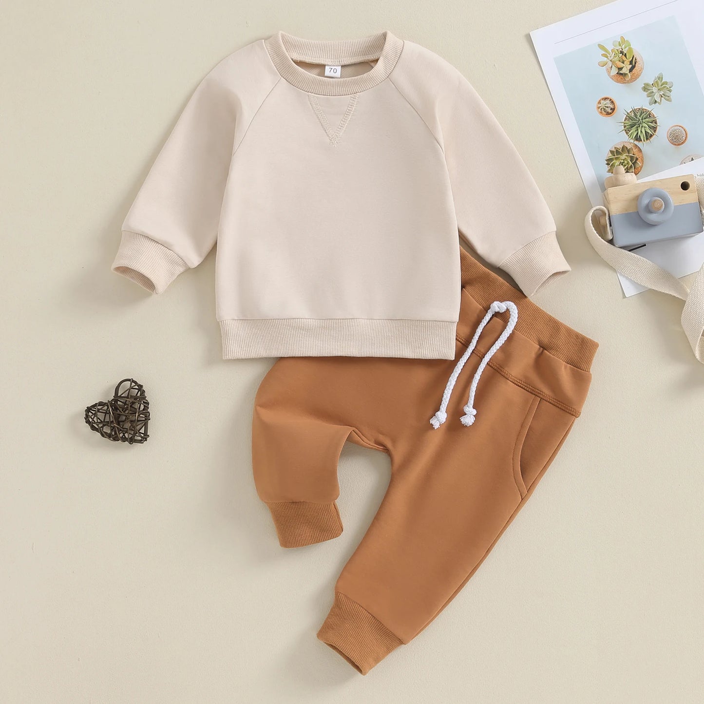 V-Stitch Sweatshirt Pocket Pant Set, Unisex