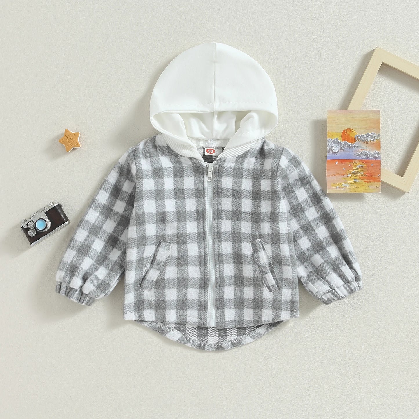 Plaid Hooded Zip Jacket, Unisex