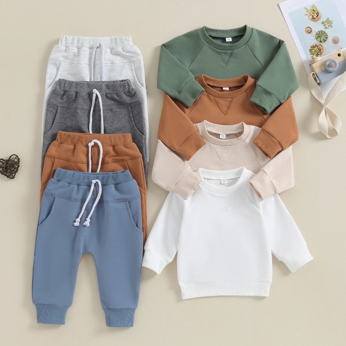 V-Stitch Sweatshirt Pocket Pant Set, Unisex