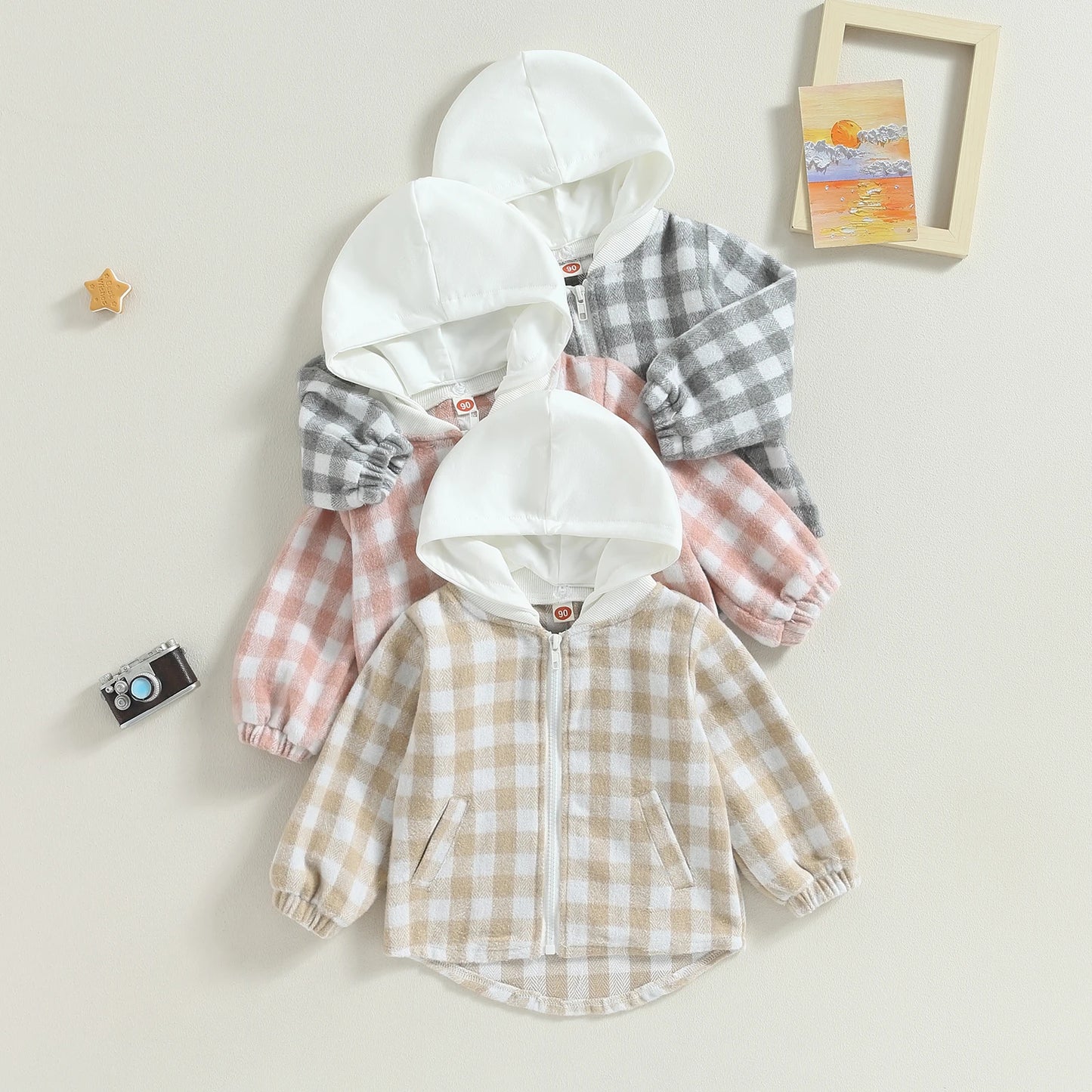 Plaid Hooded Zip Jacket, Unisex