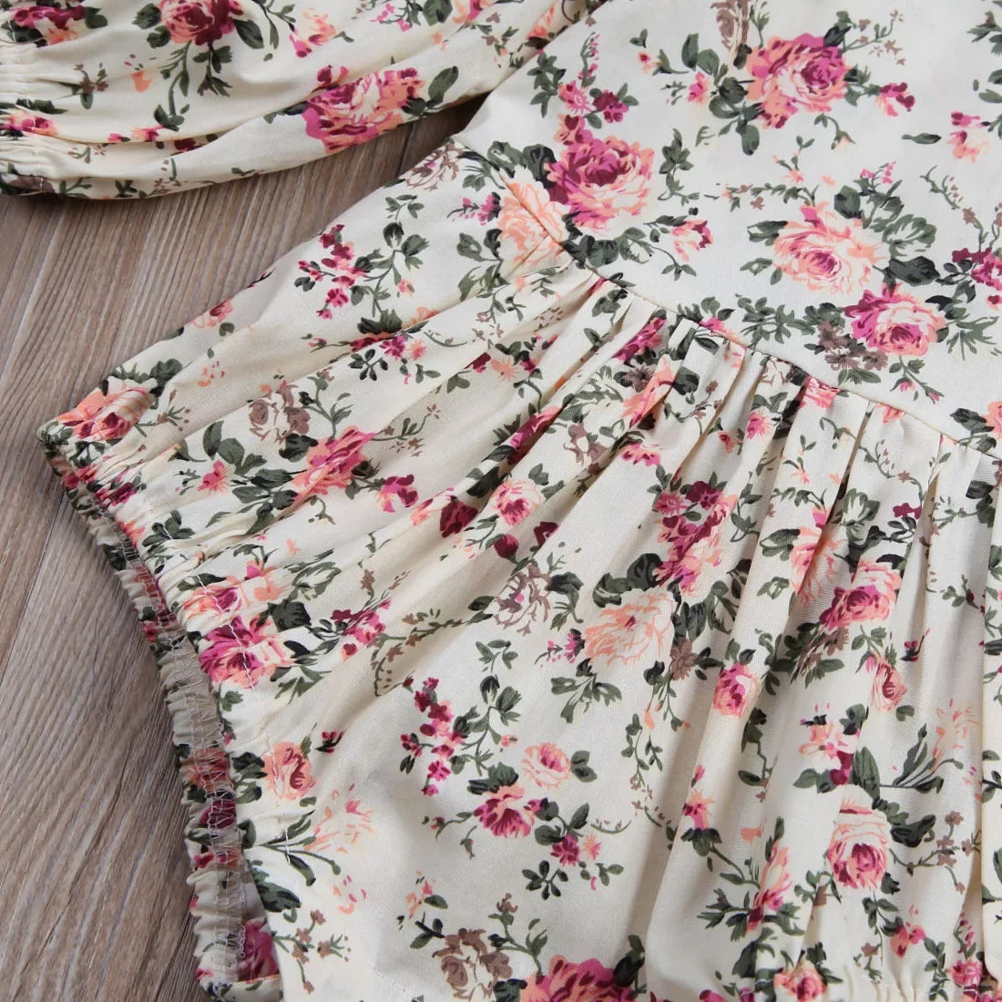Girls Flying Sleeve Floral Dress